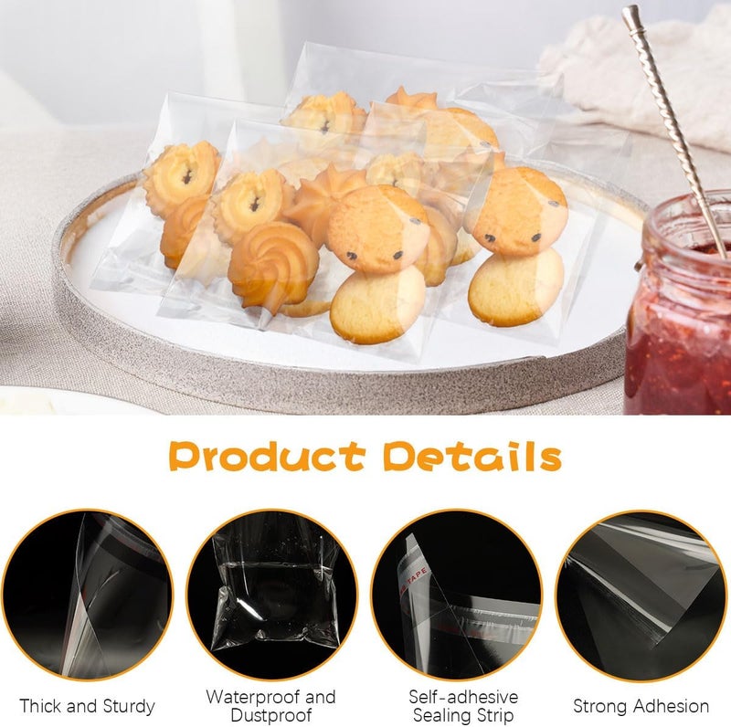 Cidenbio 200 Pcs Thickened Cookie Bags with Seal 5x7 In, Clear Cellophane Treat Bags Self Sealing 3.1 Mils Resealable Plastic Bag for Cookies, Candy, Bread, Party Favors, Bakery, Gift Packaging - Image 3